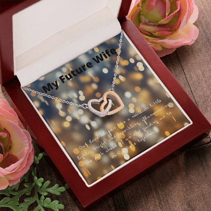 Entwined Hearts Necklace - My Future Wife - Our Love Shines Interlocking Hearts Necklace
