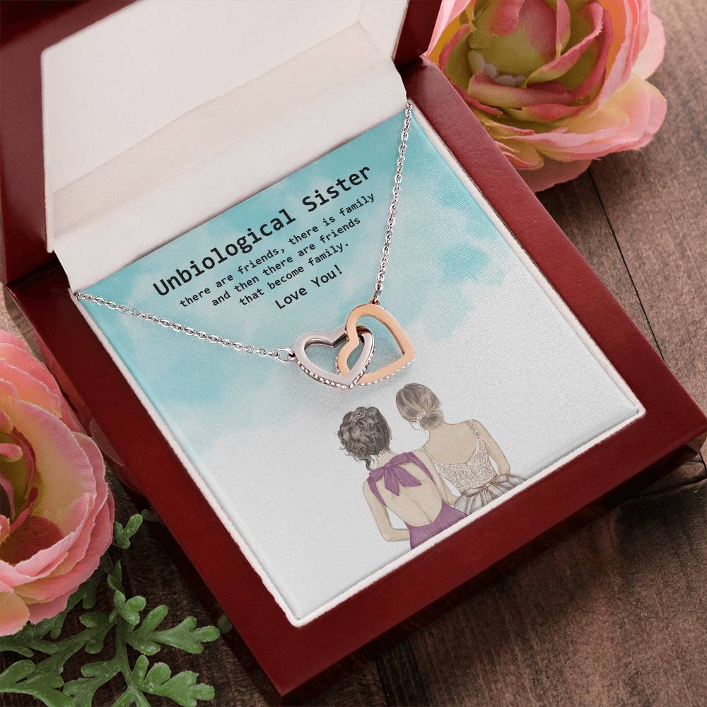 Besties Interlocked Heart Necklace With Personalized Note For Your Sister From Another Mother Interlocking Hearts Necklace