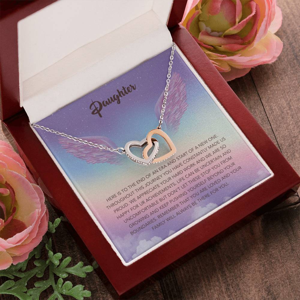 Wings To My Daughter Interlocking Hearts Necklace