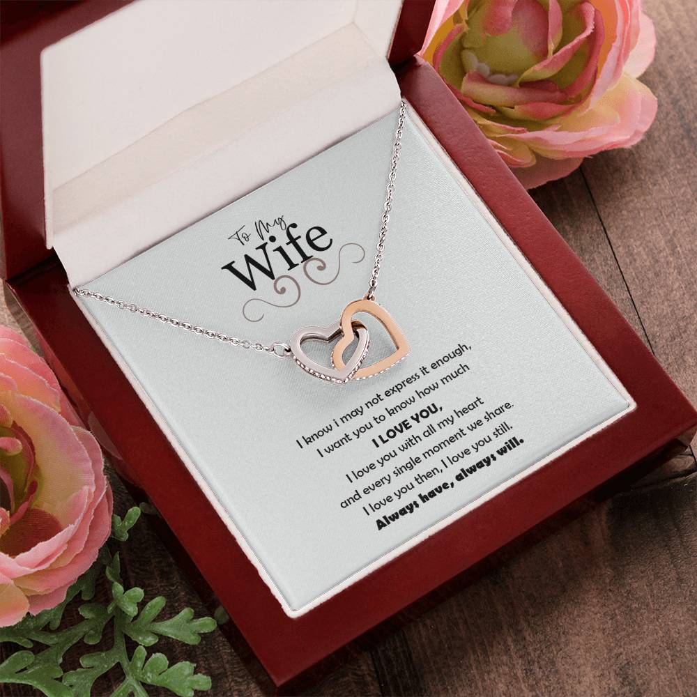 To My Wife-Love You Always Interlocking Hearts Necklace