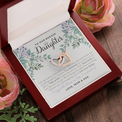 To Our Badass Daughter Straighten Your Crown Necklace Parents Daughter Necklace Daughter Graduation Gift Graduation On Pandemic Interlocking Hearts Necklace