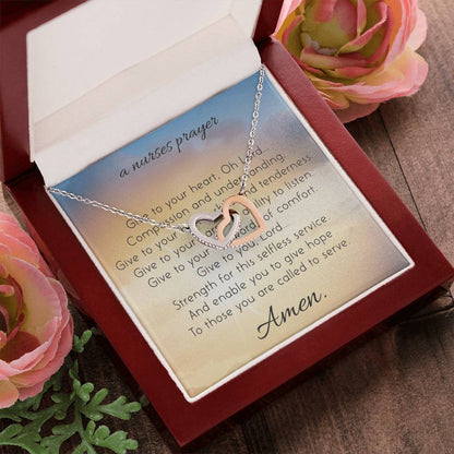 A Nurse Prayer Interlocking Hearts Necklace