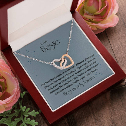 Bestie Different Directions Necklace Interlocking Hearts Necklace