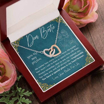 Dear Bestie - You Are My Person Interlocking Hearts Necklace