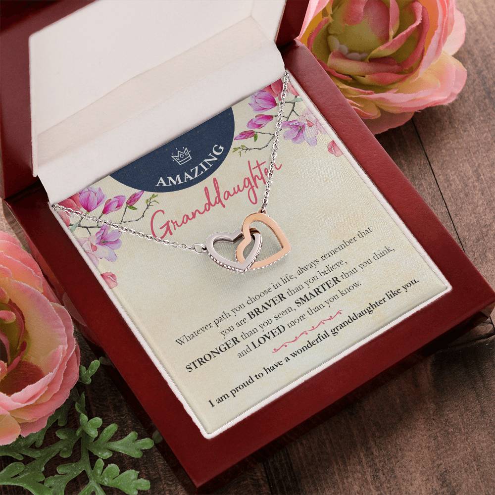 Beautiful Necklace Gift For Amazing Granddaughter Interlocking Hearts Necklace