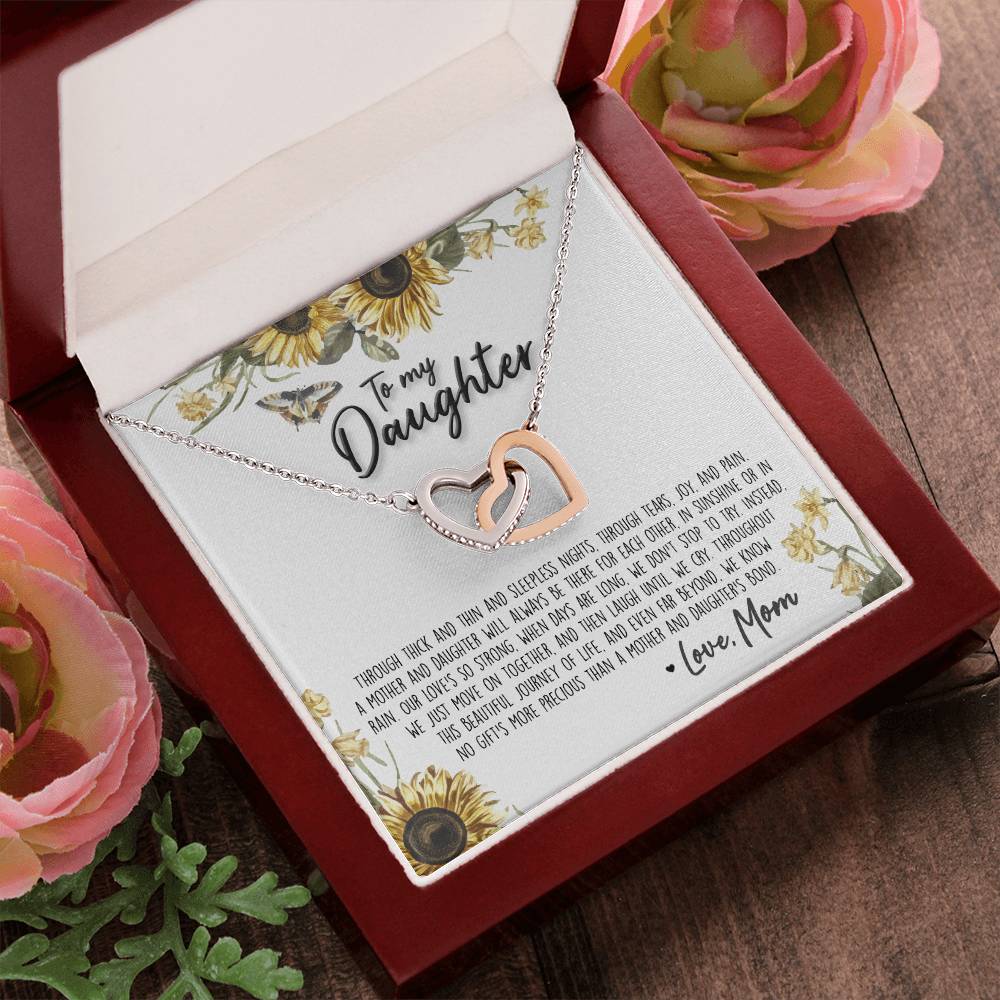 A Mother & Daughter'S Bond - Necklace With Message Card Interlocking Hearts Necklace