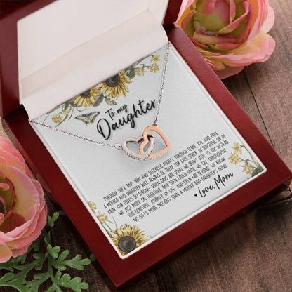 A Mother & Daughter'S Bond - Necklace With Message Card Interlocking Hearts Necklace