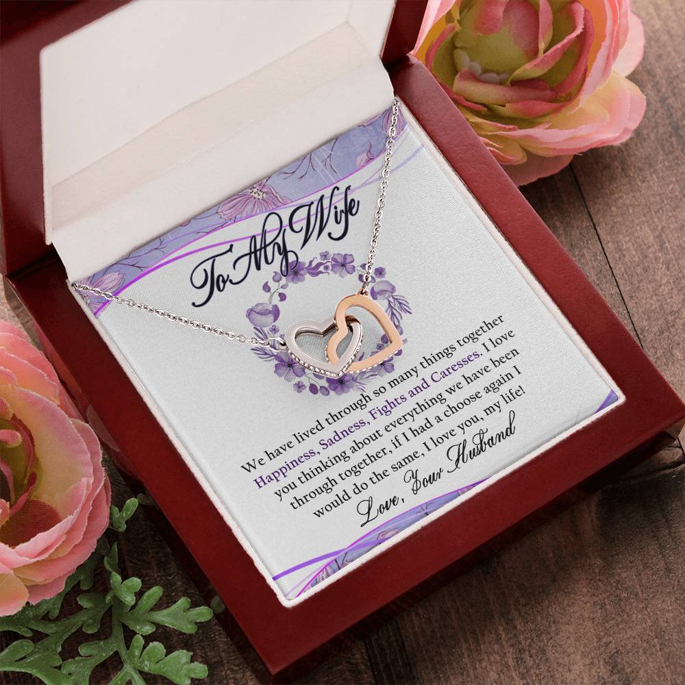 To My Wife Interlocking Hearts Necklace Message Card