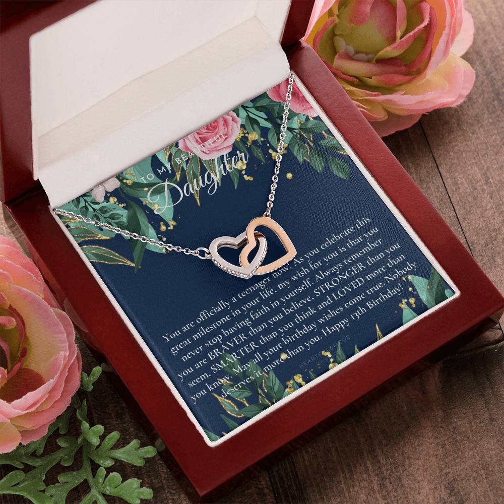 Gift For 13 Year Old Girl Gifts 13Th Birthday Girl 13Th Birthday Gift Thirteenth Birthday Necklace Teen Birthday Gift Official Teenager Interlocking Hearts Necklace