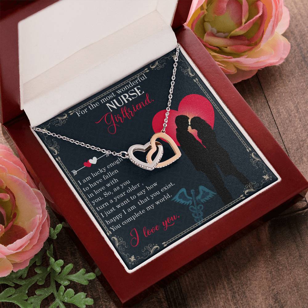 For The Most Wonderful Nurse Girlfriend - Interlocking Heart Necklace Interlocking Hearts Necklace