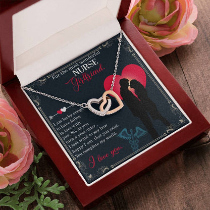 For The Most Wonderful Nurse Girlfriend - Interlocking Heart Necklace Interlocking Hearts Necklace