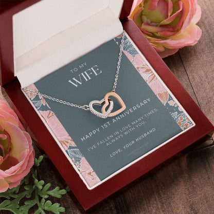 1 Year Anniversary Gift For Wife 1 Year Anniversary Gifts 1 Year Wedding Anniversary Gift Ideas 1St Wedding Anniversary Gift For Her Interlocking Hearts Necklace