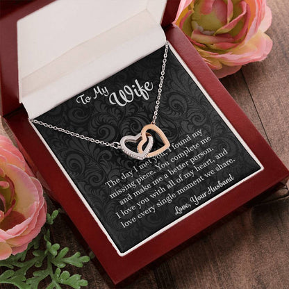 To My Wife The Day I Met You - Love Husband Interlocking Hearts Necklace