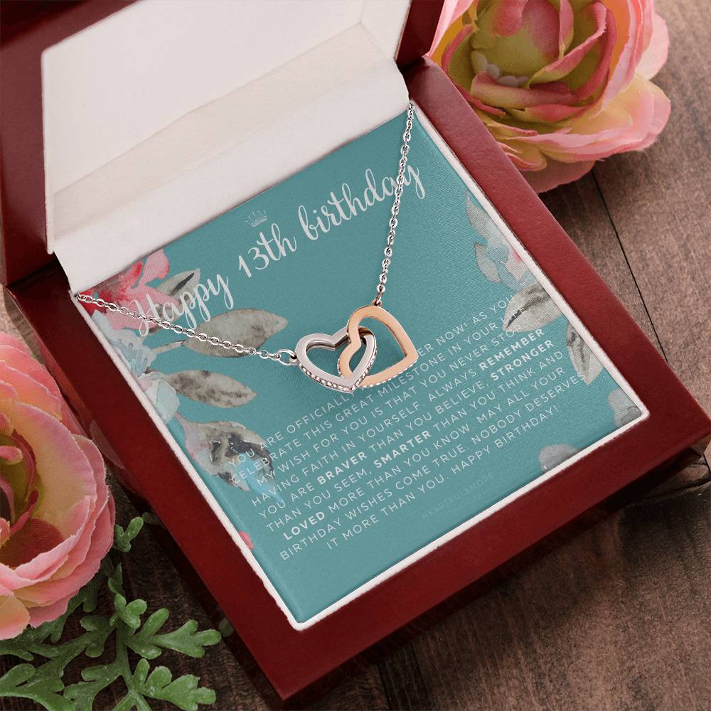 Gift For 13 Year Old Girl Gifts 13Th Birthday Girl 13Th Birthday Gift Thirteenth Birthday Necklace Teen Birthday Gift Official Teenager Interlocking Hearts Necklace