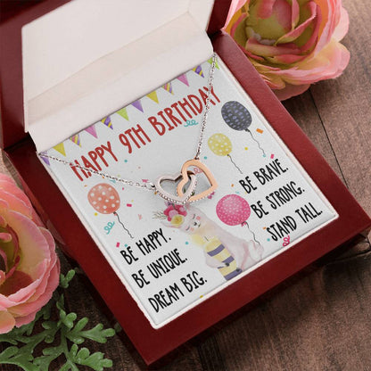 9Th Birthday Necklace Gift For Girl Daughter Birthday Gift For 9 Years Old Teen Birthday Gift Cute Llama Interlocking Hearts Necklace