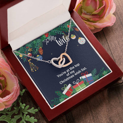 You'Re At The Top Of My Christmas Wish List Two Hearts Interlocked Together As A Symbol Of Never-Ending Love Necklace. Interlocking Hearts Necklace
