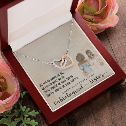 Unbiological Sister Necklace Best Friend Forever Bff Interlocking Hearts Necklace