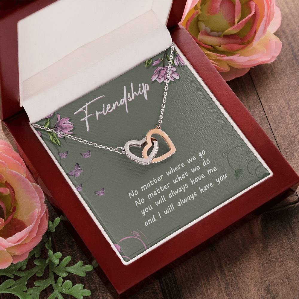 Friendship Interlocking Hearts Necklace Message Card