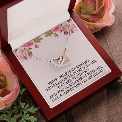 You Will Always Be With Me Interlocking Hearts Necklace