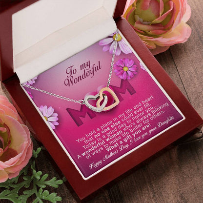 Daughters ! Perfect Mother'S Day Necklace Gift Interlocking Hearts Necklace