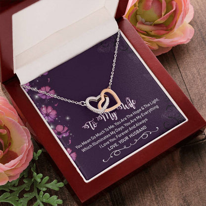 To My Wife Interlocking Hearts Necklace Message Card
