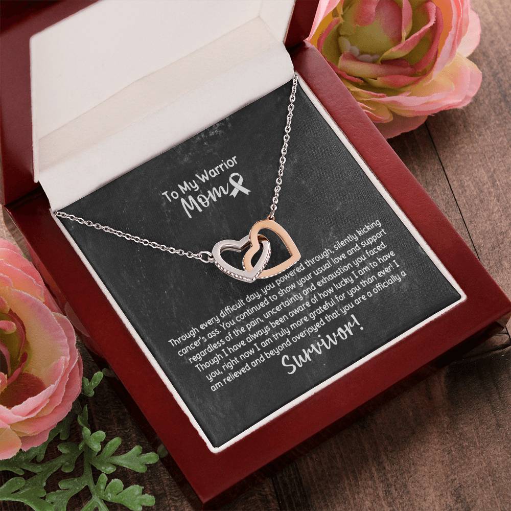 Warrior Mom Survivor Necklace Interlocking Hearts Necklace
