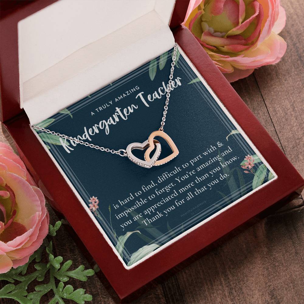 Gift For Kindergarten Teacher Kindergarten Appreciation Gift A Truly Amazing Kindergarten Gift Interlocking Hearts Necklace