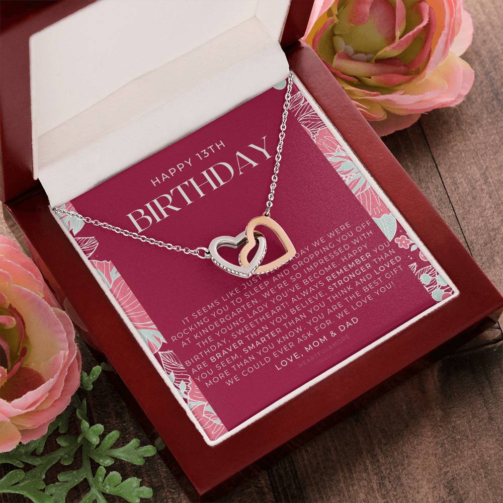 Gift For 13 Year Old Girl Gifts 13Th Birthday Girl 13Th Birthday Gift Thirteenth Birthday Necklace Teen Birthday Gift Official Teenager Interlocking Hearts Necklace