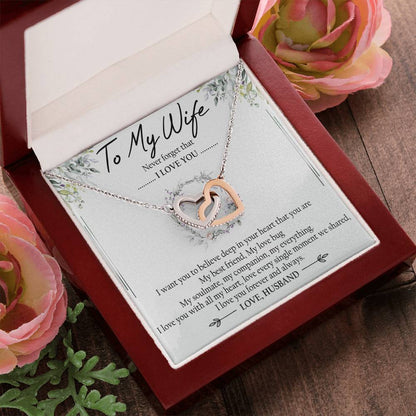 To My Wife Interlocking Hearts Necklace Message Card