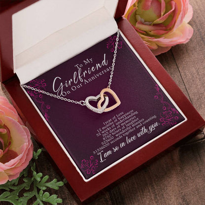 1 Anniversary Girlfriend Interlocking Hearts Necklace