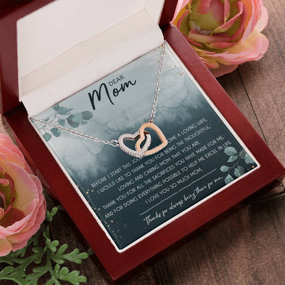 Dear Mom Interlocking Hearts Necklace Message Card