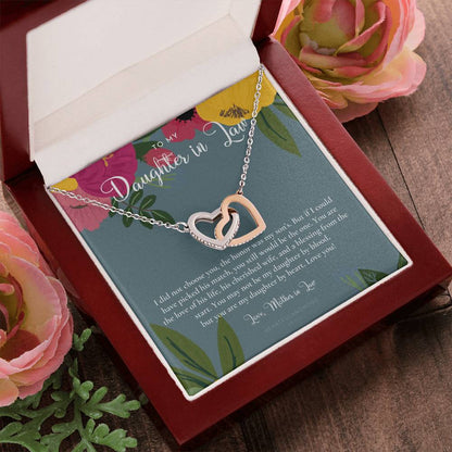 Daughter-In-Law Gift Necklace Wedding Gift Jewelry From Mother-In Law Gift For Bride Daughter-In-Heart Interlocking Hearts Necklace