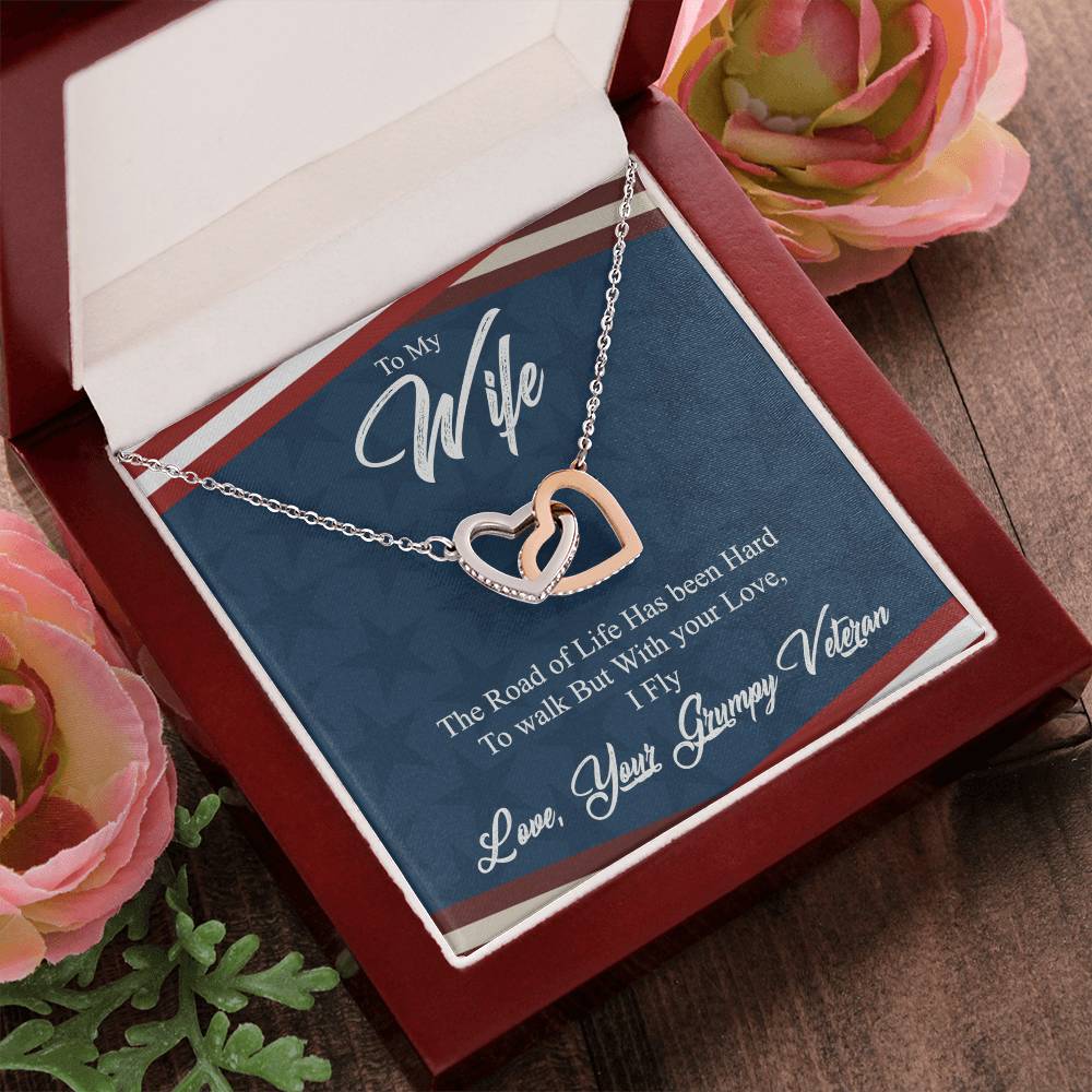 To My Wife-With Your Life I Fly-Interlocking Necklace Interlocking Hearts Necklace