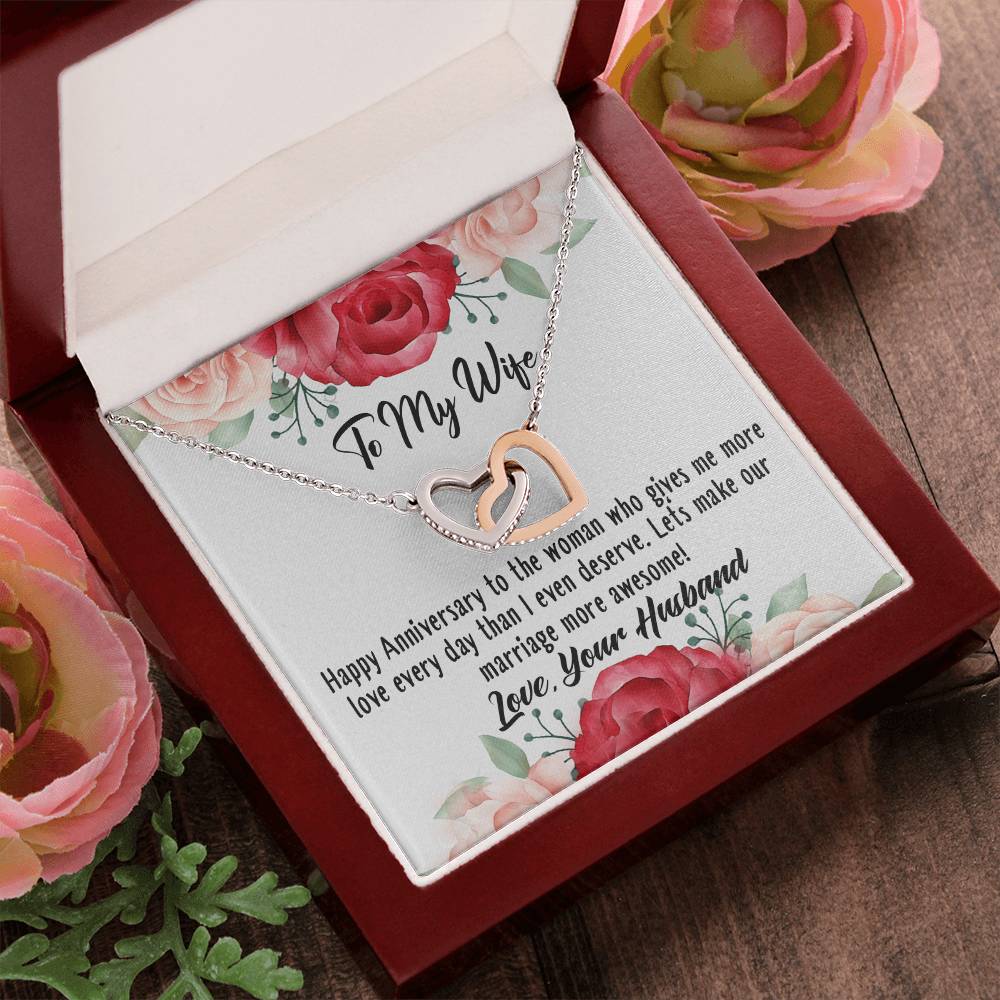 Anniversary Best Gift For Wife Interlocking Hearts Necklace With On Demand Massage Card