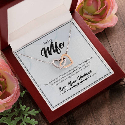To My Wife- You Complete Me- Interlocking Heart Necklace Interlocking Hearts Necklace