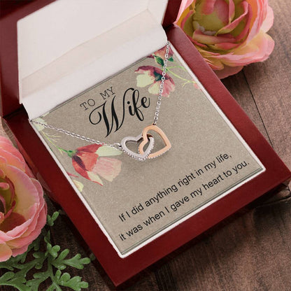 To My Wife Interlocking Hearts Necklace Message Card