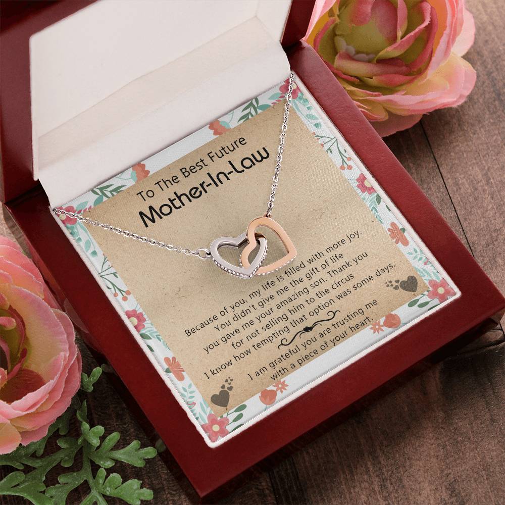 Gift For Future Mother-In-Law - My Life Is Filled With More Joy New - Interlocking Interlocking Hearts Necklace