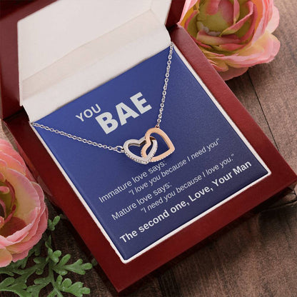You Bae Linked Hearts Gift To Girlfriend Fiancee Wife Interlocking Hearts Necklace