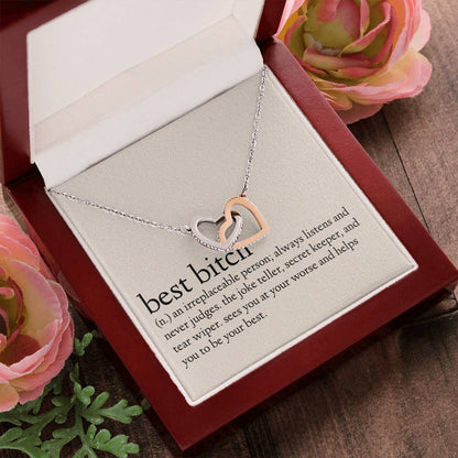 Definition Of A Best Bitch Interlocking Hearts Necklace