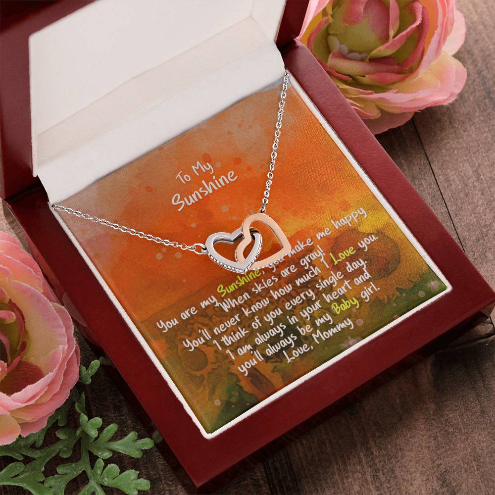 Daughter My Sunshine Locked Hearts Necklace Interlocking Hearts Necklace