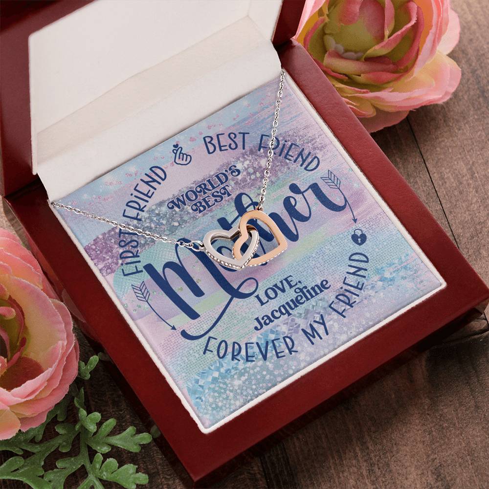 First Friend Best Friend Forever Friend World'S Best Mother Interlocking Hearts Necklace