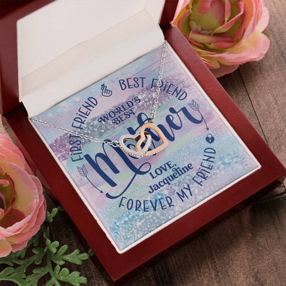 First Friend Best Friend Forever Friend World'S Best Mother Interlocking Hearts Necklace