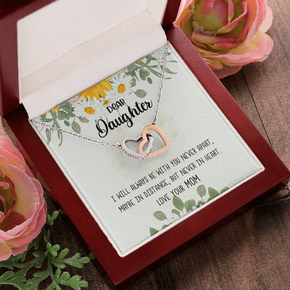 Dear Daughter - Gift From Mom Birthday Wish For Daughter Interlocking Hearts Necklace