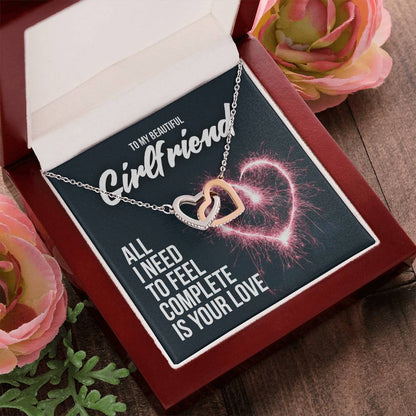 Two Hearts Necklace - Gorgeous Gift For Girlfriend Interlocking Hearts Necklace