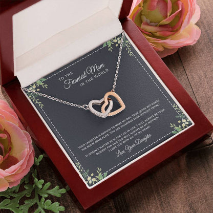 To The Funniest Mom In The World Interlocking Hearts Necklace
