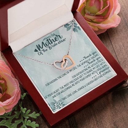 To The Mother Of The Bride Interlocking Hearts Necklace Message Card