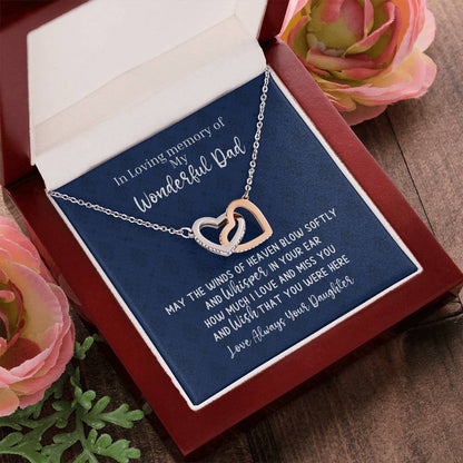 Dad Remembrance - 2 Hearts Necklace - Love Daughter Interlocking Hearts Necklace