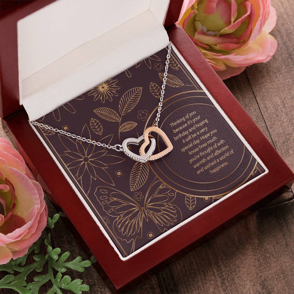 Birthday Edition Wishing You A World Of Happiness Mom! - Interlocking Hearts Necklace