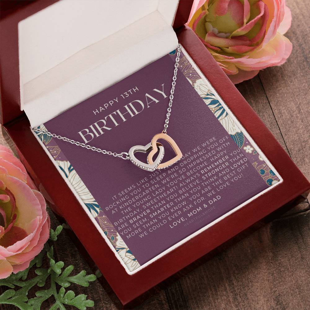 Gift For 13 Year Old Girl Gifts 13Th Birthday Girl 13Th Birthday Gift Thirteenth Birthday Necklace Teen Birthday Gift Official Teenager Interlocking Hearts Necklace