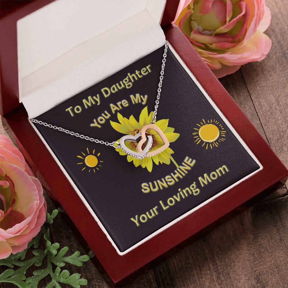 You Are My Sunshine Mother Daughter Interlocking Heart Necklace Mommy And Me Necklace Set Daughter Gifts From Mom Interlocking Hearts Necklace